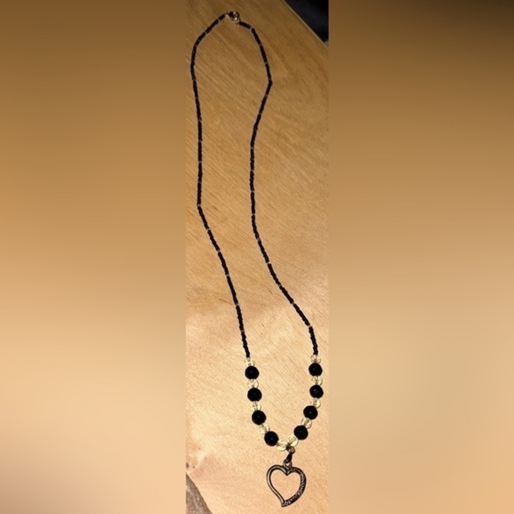 Black and Gold Heart Necklace